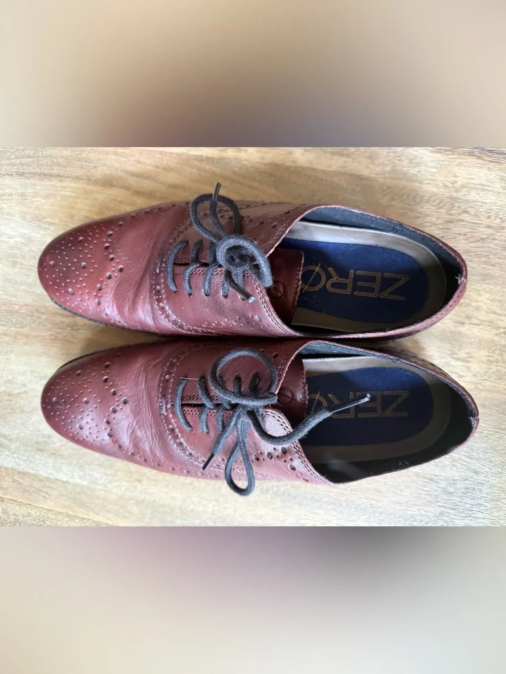 Cole Haan Men’s ZERØGRAND Wingtip Oxford Leather Shoes British Tan Size 9